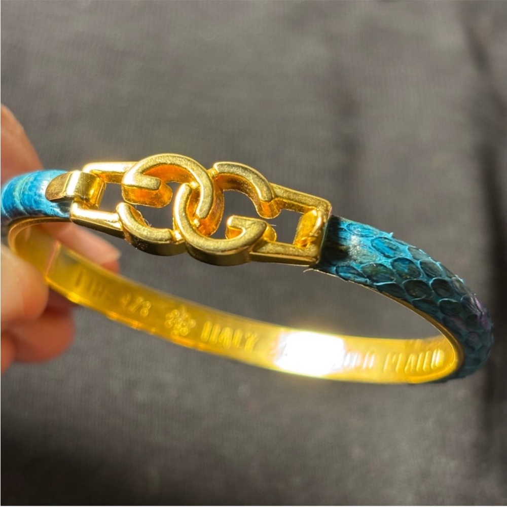 GG Gold and Blue Snakeskin Bangle Bracelet